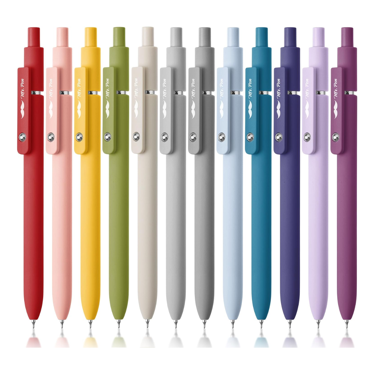 Customizable Retractable Gel Pen, Morandi and Vintage Barrels, Black Ink, .5 mm