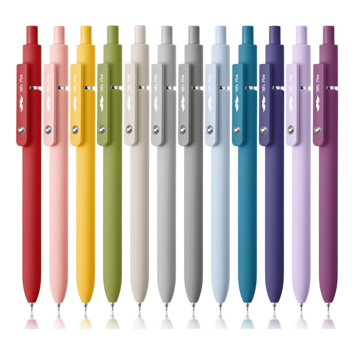 Retractable Fine Point Gel Pens, 6 & 12 Pack, Morandi and Vintage Barrels, Black Ink