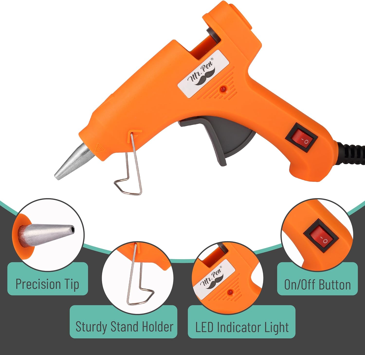 Hot Glue Gun Kit 20W Orange Glue Gun with 10 Glue Sticks Glue Gun and Sticks Set Mini Glue Gun Mini Hot Glue Gun Craft Glue Guns Glue Sticks