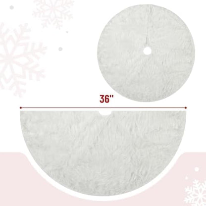 Mr. Pen- Christmas Tree Skirt 36 inches, White Faux Fur Christmas Tree Skirts, White Tree Skirt