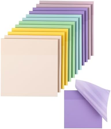 Mr. Pen- Transparent Sticky Notes, 3”x3”, Morandi Colors, 12 Pads, 600 Sheets, See Through Sticky Notes, Bulk Sticky Notes Transparent