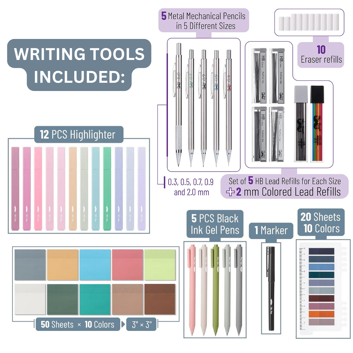 Bible Journaling Set – Gel Pens, Highlighters, Sticky Notes, Stickers & Pencil Case Options