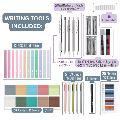 Bible Journaling Set – Gel Pens, Highlighters, Sticky Notes, Stickers & Pencil Case Options