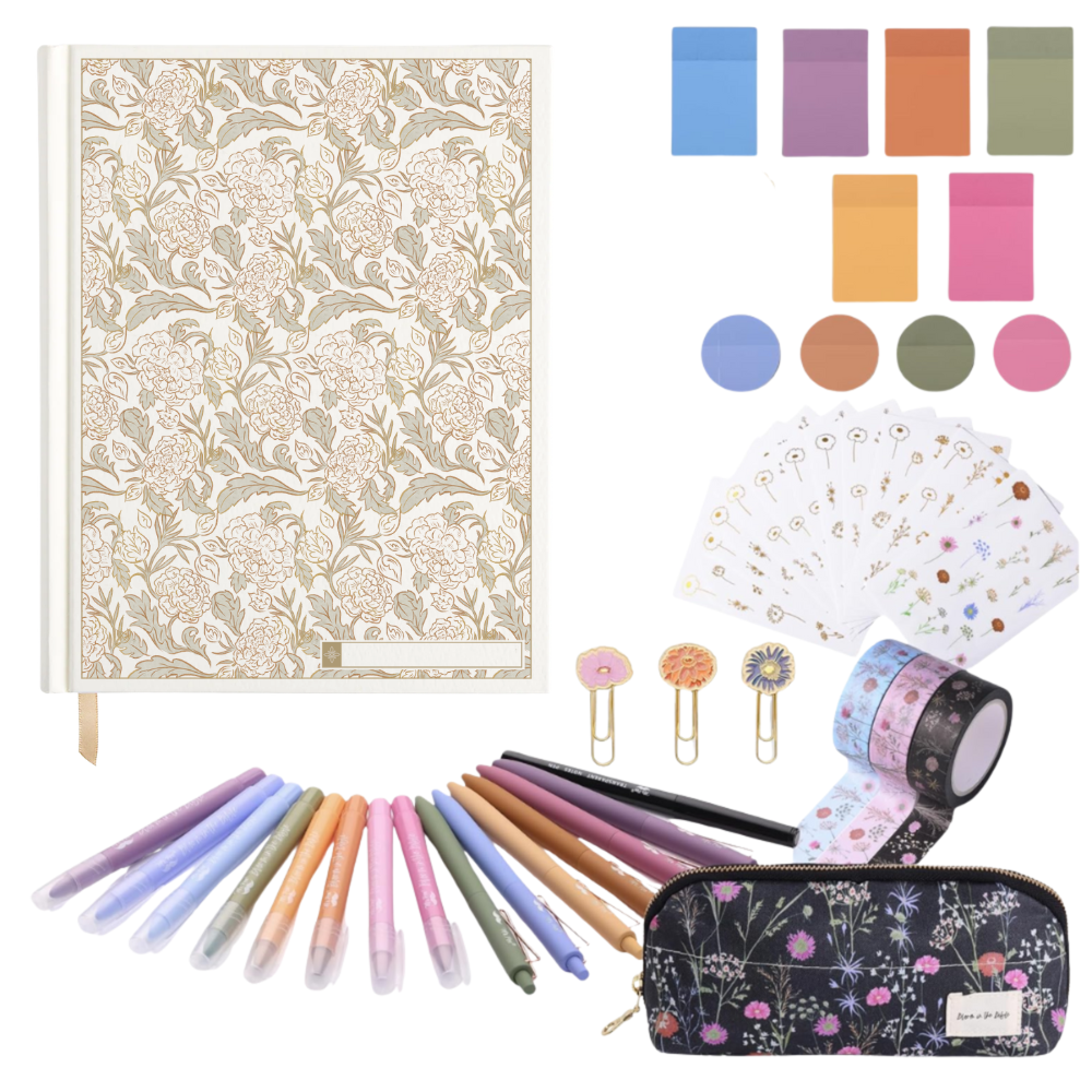 ESV Custom Single Column Journaling Bible®, Floral Hardcover with Name Box – Pink, Blue, Cream, or Marigold