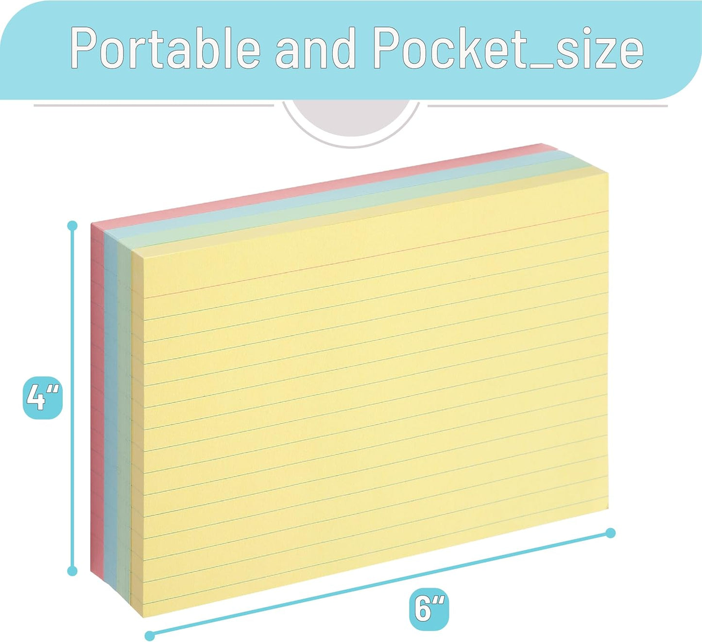 Lined Index Cards, 4" x 6", 144 Cards, Assorted Colors, Index Cards 4x6 Index Cards, Notecards 4 x 6 Lined, Flashcards for Studying, 4 x 6 Index Cards Ruled, Note Cards 4x6, Large Flash Cards