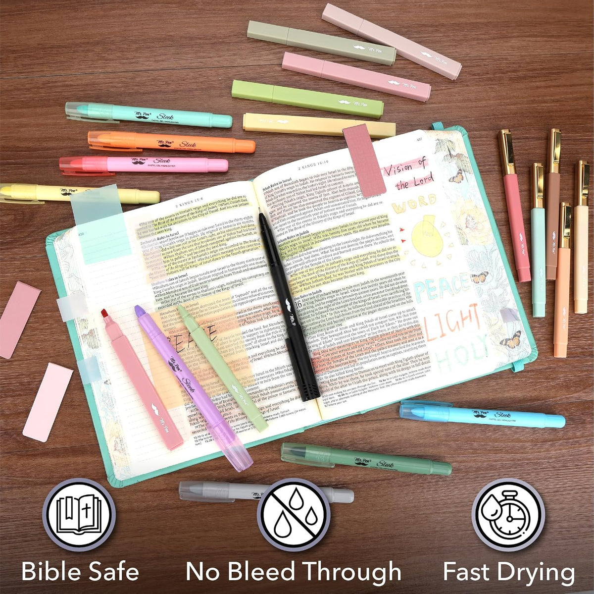 Mr. Pen- Bible Journaling Kit for Women, Bible Study Supplies Journaling Bible Highlighters and Pens No Bleed, Pencil Case, Fineliner, Prayer Cards, Laminated Tabs, Magnetic Bookmarks