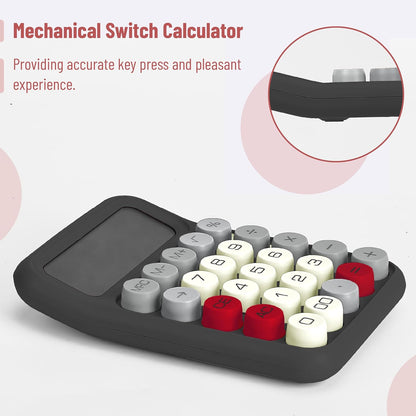 Mechanical Switch Calculator, 12-Digit, Large LCD, Grey, Round Keys