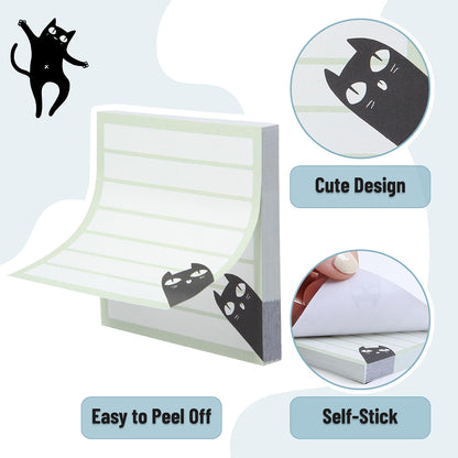 Mr. Pen- Black Cat Sticky Notes Set Bulk, 3" x 3", 18 Pads, 1440 Sheets Bulk Black Cat Sticky Notes, Memo Pads, Self-Stick Note Pad for Office, School, Home, Study & Organization