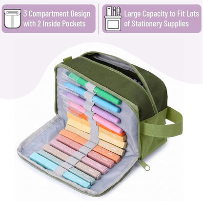 Mr. Pen- High Capacity Pencil Case, Large Pencil Pouch with 3 Compartments and 2 Pockets, Large Pencil Bag with Smooth Zipper, Cute Pencil Case Pouch Organizer, School Supplies for Teens