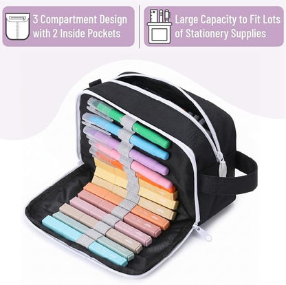 Mr. Pen- High Capacity Pencil Case, Large Pencil Pouch with 3 Compartments and 2 Pockets, Large Pencil Bag with Smooth Zipper, Cute Pencil Case Pouch Organizer, School Supplies for Teens