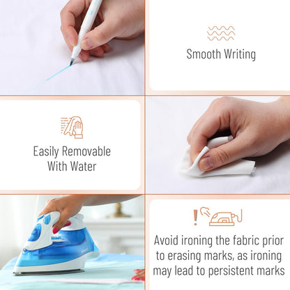Mr. Pen- Washable Fabric Markers for Sewing, 10 Pack, Blue, Erasable, Water Soluble Embroidery Pen, Bulk Fabric Marking Pens for Sewing