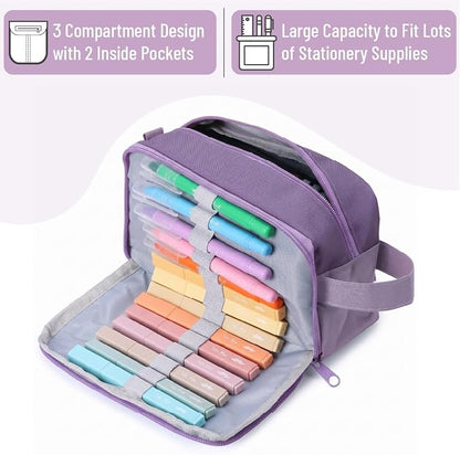 Mr. Pen- High Capacity Pencil Case, Large Pencil Pouch with 3 Compartments and 2 Pockets, Large Pencil Bag with Smooth Zipper, Cute Pencil Case Pouch Organizer, School Supplies for Teens