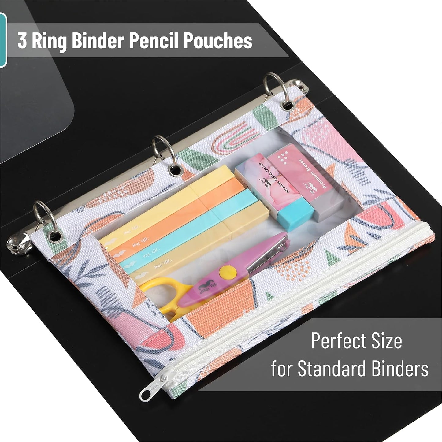 Pencil Pouch, 2Pack, Pencil Pouches, Pencil Pouch for 3 Ring Binder Pencil Pouch, Pencil Cases, Pencil Case for Binder Pouch, Zipper Pencil Pouch, 3 Ring Binder Pouch, Pencil Bags with Zipper