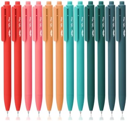 Mr. Pen- Retractable Gel Pens, 12 Pack, Black Ink, Summer Color Barrel Gel Pens, Gel Pens Fine Point 0.5mm, Retractable Pens