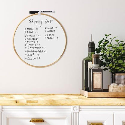 Mr. Pen- Round Dry Erase Board, 11.5” with a Black Dry Erase Marker, Gold Frame, Small White Board