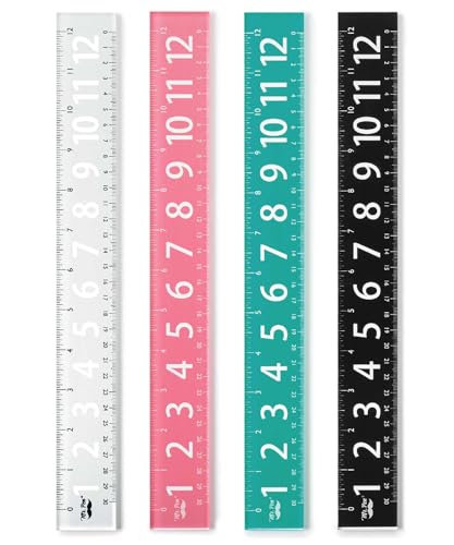 Mr. Pen- Plastic Rulers with Large Numbers, 12-Inch, 4 Pack, Metric & Imperial