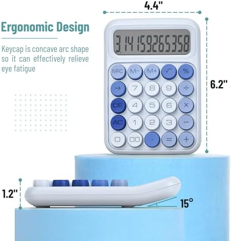 Mr. Pen- Mechanical Switch Calculator, 12 Digits Large LCD Display, Sky Blue Calculator Big Buttons, Mechanical Calculator