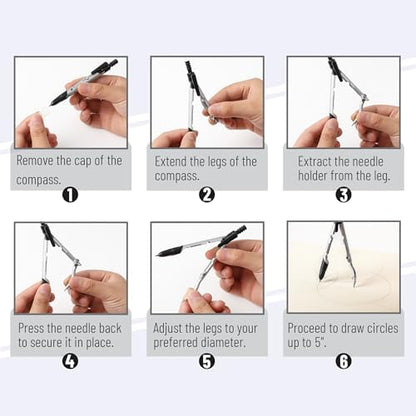 Convertible Compass for Geometry, Drafting, 5-Inch Circles