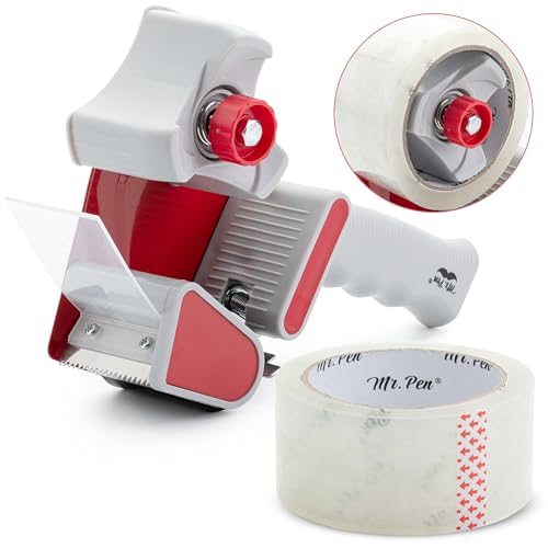 Packing Tape Dispenser Gun 2-Inch, 4 Pack with 4 Rolls Tape, Heavy Duty Packing Tape with Dispenser, Packaging Tape, Tape Gun, Clear Packing Tape, Tape Gun for Packing Boxes, Moving Tape