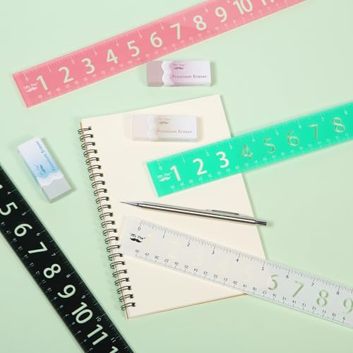 Mr. Pen- Plastic Rulers with Large Numbers, 12-Inch, 4 Pack, Metric & Imperial