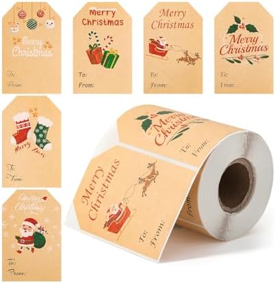 Mr. Pen- Christmas Gift Tags Stickers, 2" x 3", 250 pcs, Kraft Christmas Gift Tags Self-Adhesive