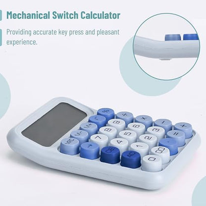 Mr. Pen- Mechanical Switch Calculator, 12 Digits Large LCD Display, Sky Blue Calculator Big Buttons, Mechanical Calculator