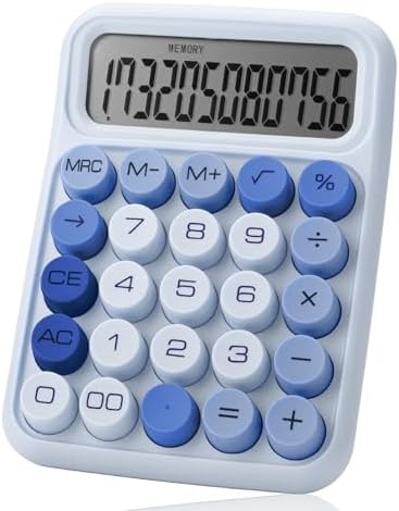 Mr. Pen- Mechanical Switch Calculator, 12 Digits Large LCD Display, Sky Blue Calculator Big Buttons, Mechanical Calculator
