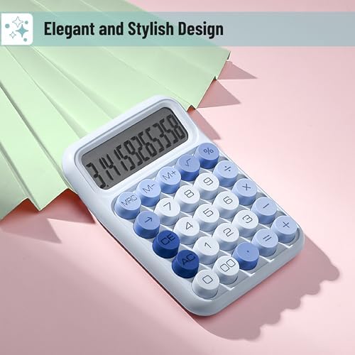 Mr. Pen- Mechanical Switch Calculator, 12 Digits Large LCD Display, Sky Blue Calculator Big Buttons, Mechanical Calculator