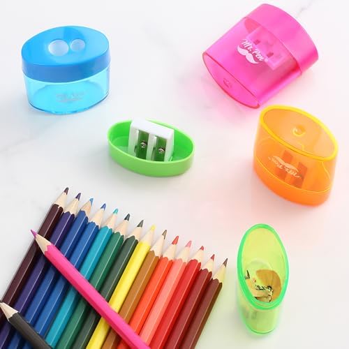 Mr. Pen- Pencil Sharpeners Manual, 24 Pack, Dual Hole, Colorful Pencil Sharpeners Handheld Pencil Sharpener, Colored Pencil Sharpener for Kids