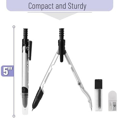 Convertible Compass for Geometry, Drafting, 5-Inch Circles