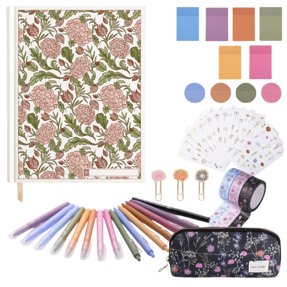 ESV Custom Single Column Journaling Bible®, Floral Hardcover with Name Box – Pink, Blue, Cream, or Marigold