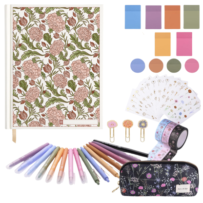 ESV Custom Single Column Journaling Bible®, Floral Hardcover with Name Box – Pink, Blue, Cream, or Marigold