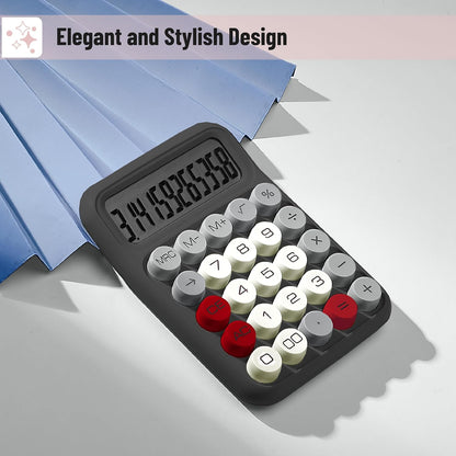 Mechanical Switch Calculator, 12-Digit, Large LCD, Grey, Round Keys