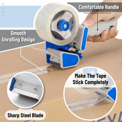 Mr. Pen- Packing Tape Dispenser Gun 2-Inch, Blue, 4 Pack with 4 Rolls Tape, Heavy Duty Packing Tape with Dispenser for Mailing, Moving Boxes and Packaging