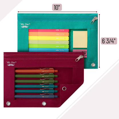 Mr. Pen- Bulk Pencil Pouch for 3 Ring Binder, 36 Pack, Smooth Zipper Clear Window, Large Capacity Pencil Case with 3 Reinforced Grommets for School, Office, Supplies Storage