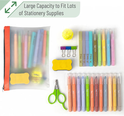 Mr. Pen- Clear Pencil Pouch, 9" x 6.88", 3 Pack, Durable TPU Material Large Water-Resistant Pencil Bags with Smooth Zipper, Multipurpose Clear Pouch for Stationery, School, Office