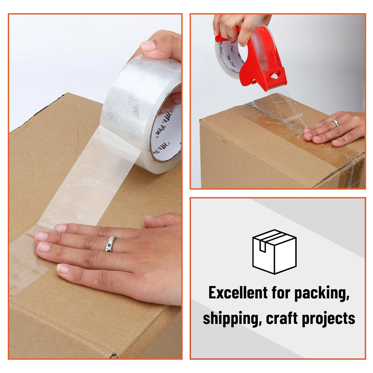 Mr. Pen- 12 Rolls Packing Tape with 2 Dispensers, 2” Wide, 50 Yards, Clear Packing Tape Heavy Duty for Mailing, Moving Boxes and Packaging