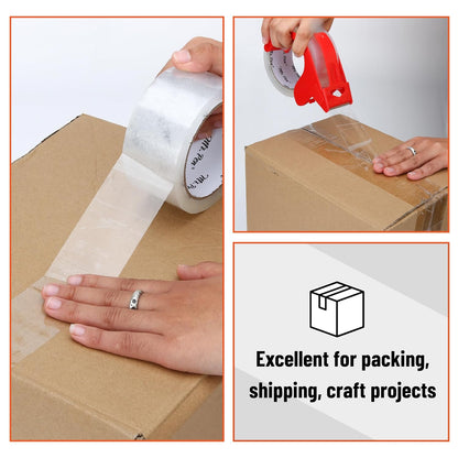 Mr. Pen- 12 Rolls Packing Tape with 2 Dispensers, 2” Wide, 50 Yards, Clear Packing Tape Heavy Duty for Mailing, Moving Boxes and Packaging