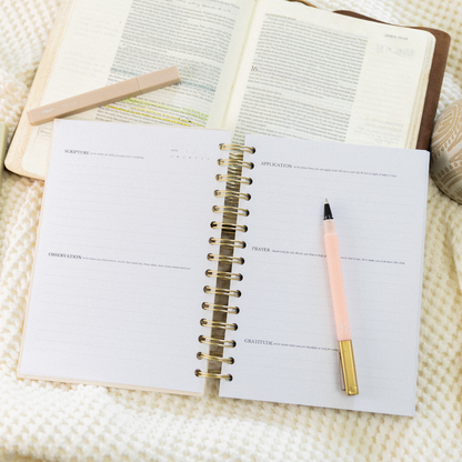 Mr. Pen- Abide Bible Study Journal – A5 Hardcover Journal with 240 Pages, 120gsm Paper, Gold Metal Spiral, Christian Gift for Women, SOAP Bible Study Method