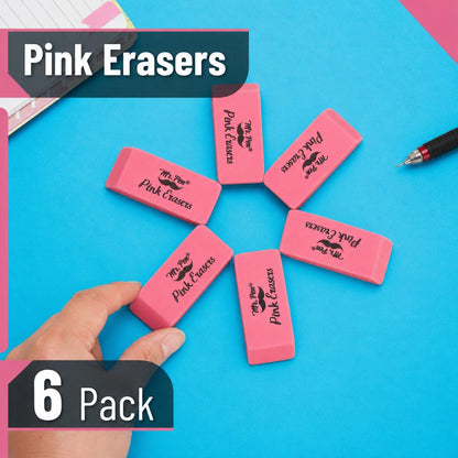 Mr. Pen- Pink Pencil Eraser, 6 Pack, Large Latex Free | Block Erasers for School, Office, Art Sketching, Homework, Exams, Clean Smudge-Free Correction