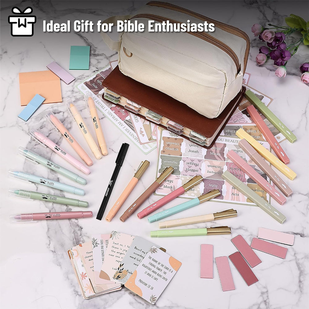 Bible Journaling Kit, Bible Study Supplies, No Bleed Bible Highlighters and Pens No Bleed, Bible Pens, Bible Journaling Kit for Gift, Bible Study Tools, Bible Study Kit, Pencil Case