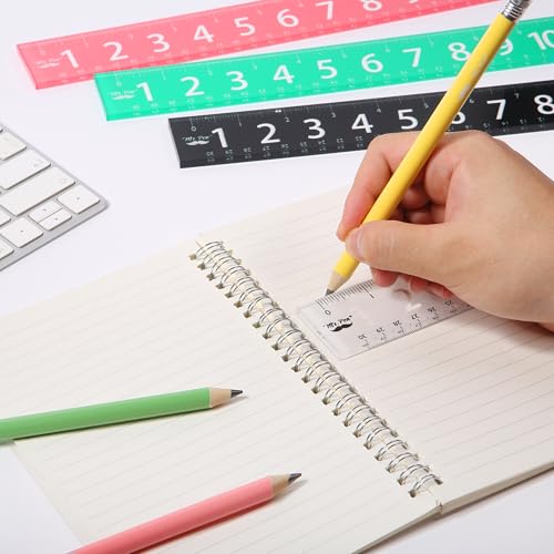 Mr. Pen- Plastic Rulers with Large Numbers, 12-Inch, 4 Pack, Metric & Imperial