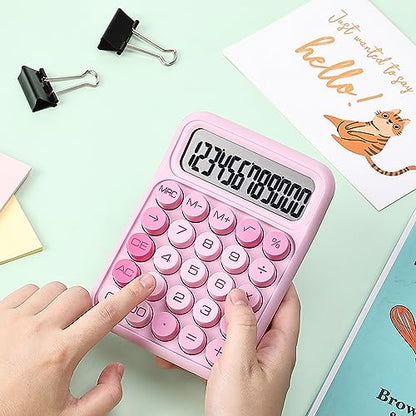 Mechanical Switch Calculator, 12 Digits, Large LCD Display, Pink Calculator Big Buttons, Mechanical Calculator, Calculators Desktop Calculator, Cute Calculator, Aesthetic Calculator Pink