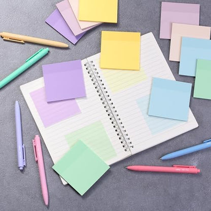 Mr. Pen- Transparent Sticky Notes, 3”x3”, Morandi Colors, 12 Pads, 600 Sheets, See Through Sticky Notes, Bulk Sticky Notes Transparent