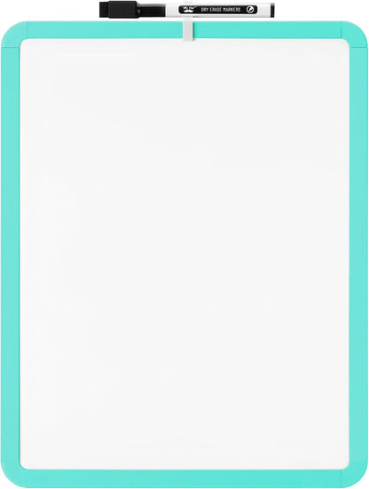 White Board for Kids, 14" x 11", Turquoise Frame, Marker