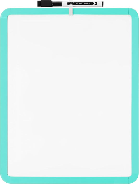 White Board for Kids, 14" x 11", Turquoise Frame, Marker