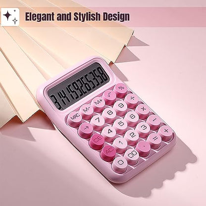 Mechanical Switch Calculator, 12 Digits, Large LCD Display, Pink Calculator Big Buttons, Mechanical Calculator, Calculators Desktop Calculator, Cute Calculator, Aesthetic Calculator Pink