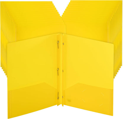 Mr. Pen- Plastic Folders with Pockets and Prongs, 24 Pack, Letter Size, Yellow