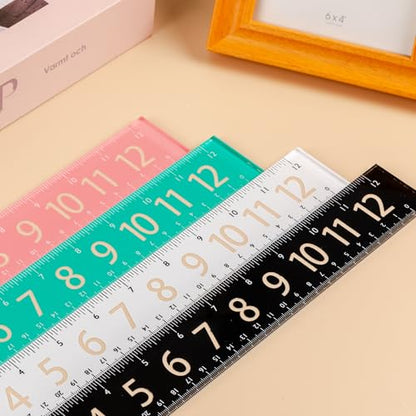 Mr. Pen- Plastic Rulers with Large Numbers, 12-Inch, 4 Pack, Metric & Imperial