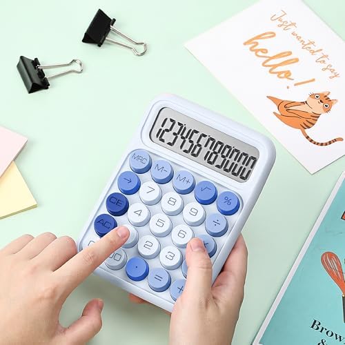 Mr. Pen- Mechanical Switch Calculator, 12 Digits Large LCD Display, Sky Blue Calculator Big Buttons, Mechanical Calculator